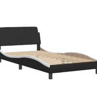 Bettgestell mit LED Schwarz und Weiß 100x200 cm Kunstleder