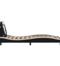 Bettgestell mit LED Schwarz und Weiß 100x200 cm Kunstleder