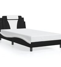 Bettgestell mit LED Schwarz und Weiß 100x200 cm Kunstleder