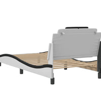 Bettgestell mit LED Weiß und Schwarz 100x200 cm Kunstleder