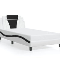 Bettgestell mit LED Weiß und Schwarz 100x200 cm Kunstleder