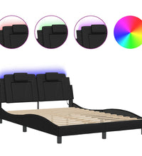 Bett mit LED-Beleuchtung ohne Matratze Schwarz 120x200 cm