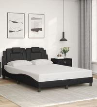 Bett mit LED-Beleuchtung ohne Matratze Schwarz 120x200 cm