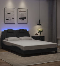 Bett mit LED-Beleuchtung ohne Matratze Schwarz 120x200 cm