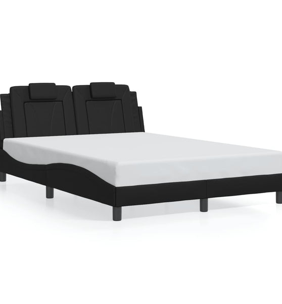 Bett mit LED-Beleuchtung ohne Matratze Schwarz 120x200 cm