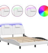 Bettgestell mit LED Weiß 120x200 cm Kunstleder