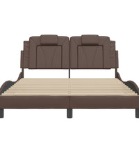 Bettgestell mit LED Braun 120x200 cm Kunstleder