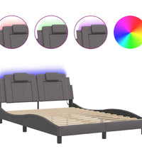 Bettgestell mit LED Grau 120x200 cm Kunstleder