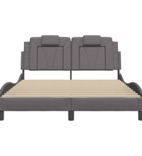 Bettgestell mit LED Grau 120x200 cm Kunstleder