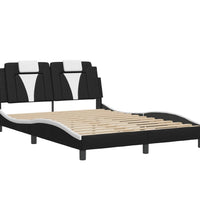 Bettgestell mit LED Schwarz und Weiß 120x200 cm Kunstleder