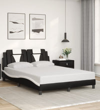 Bettgestell mit LED Schwarz und Weiß 120x200 cm Kunstleder