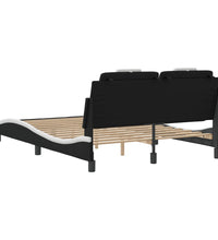 Bettgestell mit LED Schwarz und Weiß 120x200 cm Kunstleder