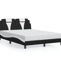 Bettgestell mit LED Schwarz und Weiß 120x200 cm Kunstleder