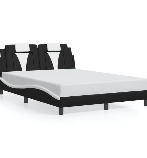 Bettgestell mit LED Schwarz und Weiß 120x200 cm Kunstleder