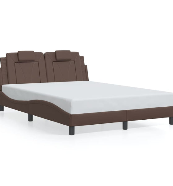 Bettgestell mit LED Braun 140x190 cm Kunstleder