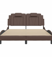 Bettgestell mit LED Braun 140x190 cm Kunstleder