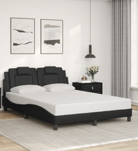 Bettgestell mit LED Grau 140x190 cm Kunstleder