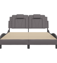 Bettgestell mit LED Grau 140x190 cm Kunstleder