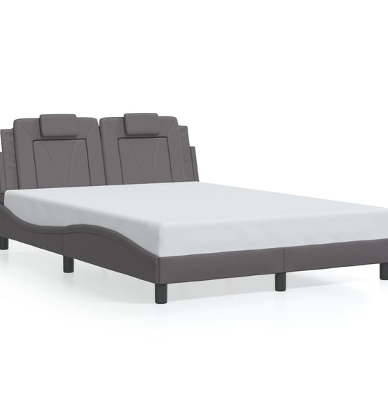 Bettgestell mit LED Grau 140x190 cm Kunstleder