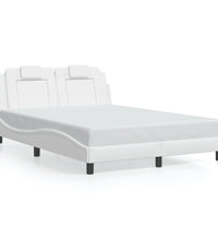 Bettgestell mit LED Weiß 140x200 cm Kunstleder