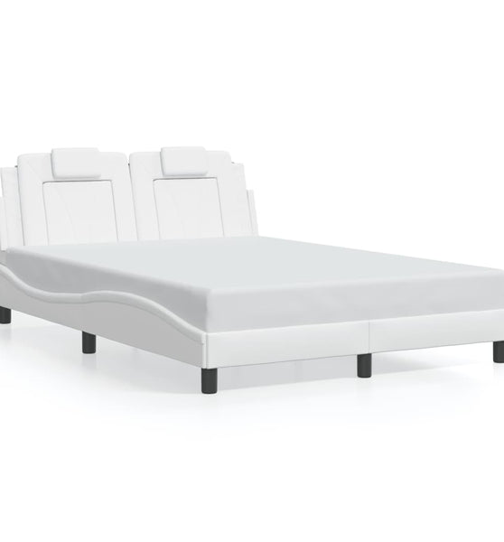 Bettgestell mit LED Weiß 140x200 cm Kunstleder