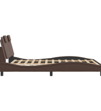 Bettgestell mit LED Braun 140x200 cm Kunstleder