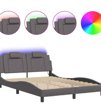 Bettgestell mit LED Grau 140x200 cm Kunstleder