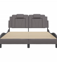 Bettgestell mit LED Grau 140x200 cm Kunstleder