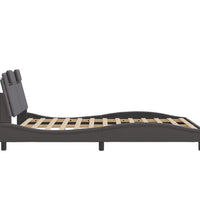 Bettgestell mit LED Grau 140x200 cm Kunstleder