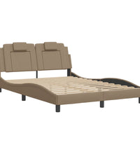Bettgestell mit LED Cappuccino-Braun 140x200 cm Kunstleder