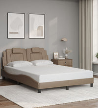 Bettgestell mit LED Cappuccino-Braun 140x200 cm Kunstleder