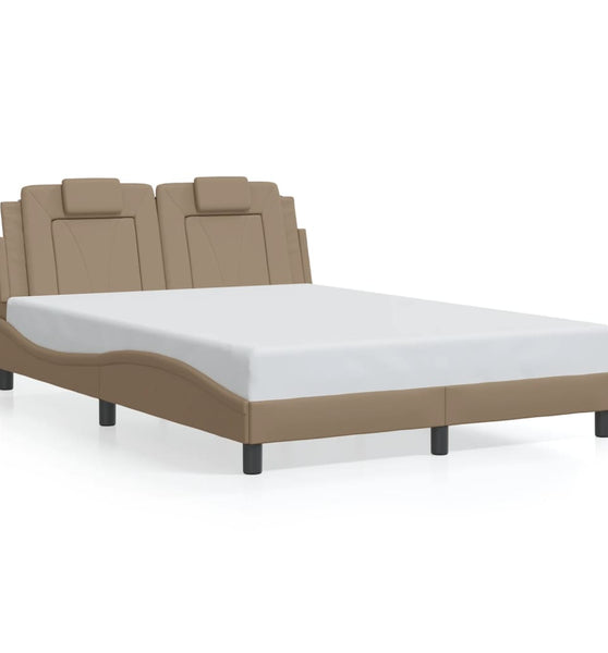 Bettgestell mit LED Cappuccino-Braun 140x200 cm Kunstleder