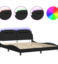Bettgestell mit LED Schwarz 180x200 cm Kunstleder