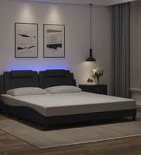 Bettgestell mit LED Schwarz 180x200 cm Kunstleder