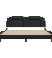 Bettgestell mit LED Schwarz 180x200 cm Kunstleder
