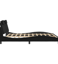 Bettgestell mit LED Schwarz 180x200 cm Kunstleder