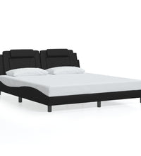 Bettgestell mit LED Schwarz 180x200 cm Kunstleder