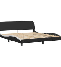 Bettgestell mit LED Schwarz und Weiß 180x200 cm Kunstleder