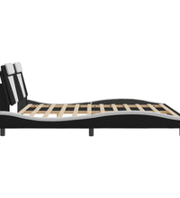 Bettgestell mit LED Schwarz und Weiß 180x200 cm Kunstleder