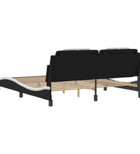 Bettgestell mit LED Schwarz und Weiß 180x200 cm Kunstleder