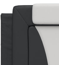 Bettgestell mit LED Schwarz und Weiß 180x200 cm Kunstleder