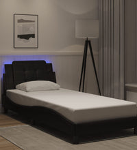 Bettgestell mit LED Schwarz 80x200 cm Kunstleder