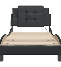 Bettgestell mit LED Schwarz 80x200 cm Kunstleder