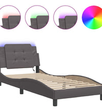 Bettgestell mit LED Grau 80x200 cm Kunstleder
