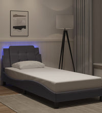 Bettgestell mit LED Grau 80x200 cm Kunstleder