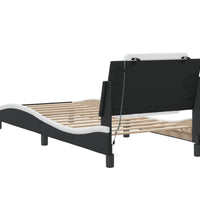 Bettgestell mit LED Schwarz und Weiß 80x200 cm Kunstleder