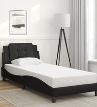 Bettgestell mit LED Schwarz 90x190 cm Kunstleder