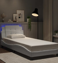 Bettgestell mit LED Weiß 90x190 cm Kunstleder