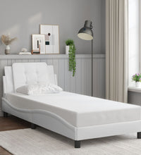 Bettgestell mit LED Weiß 90x190 cm Kunstleder