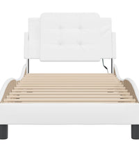 Bettgestell mit LED Weiß 90x190 cm Kunstleder